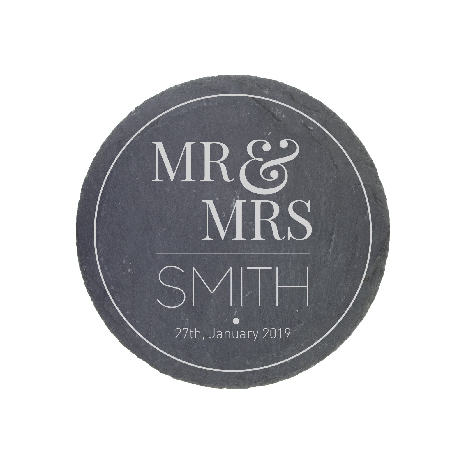 Personalised Engraved Slate Coaster Round - Mr Bold