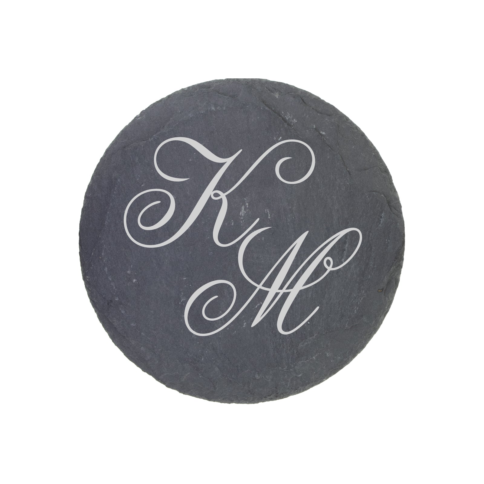 Personalised Engraved Slate Coaster Round - Duo Letters