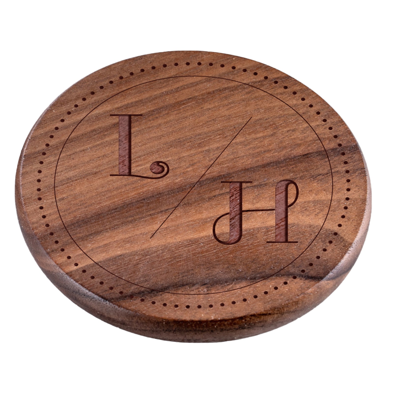 Personalised Engraved Walnut Coaster Round - Simple