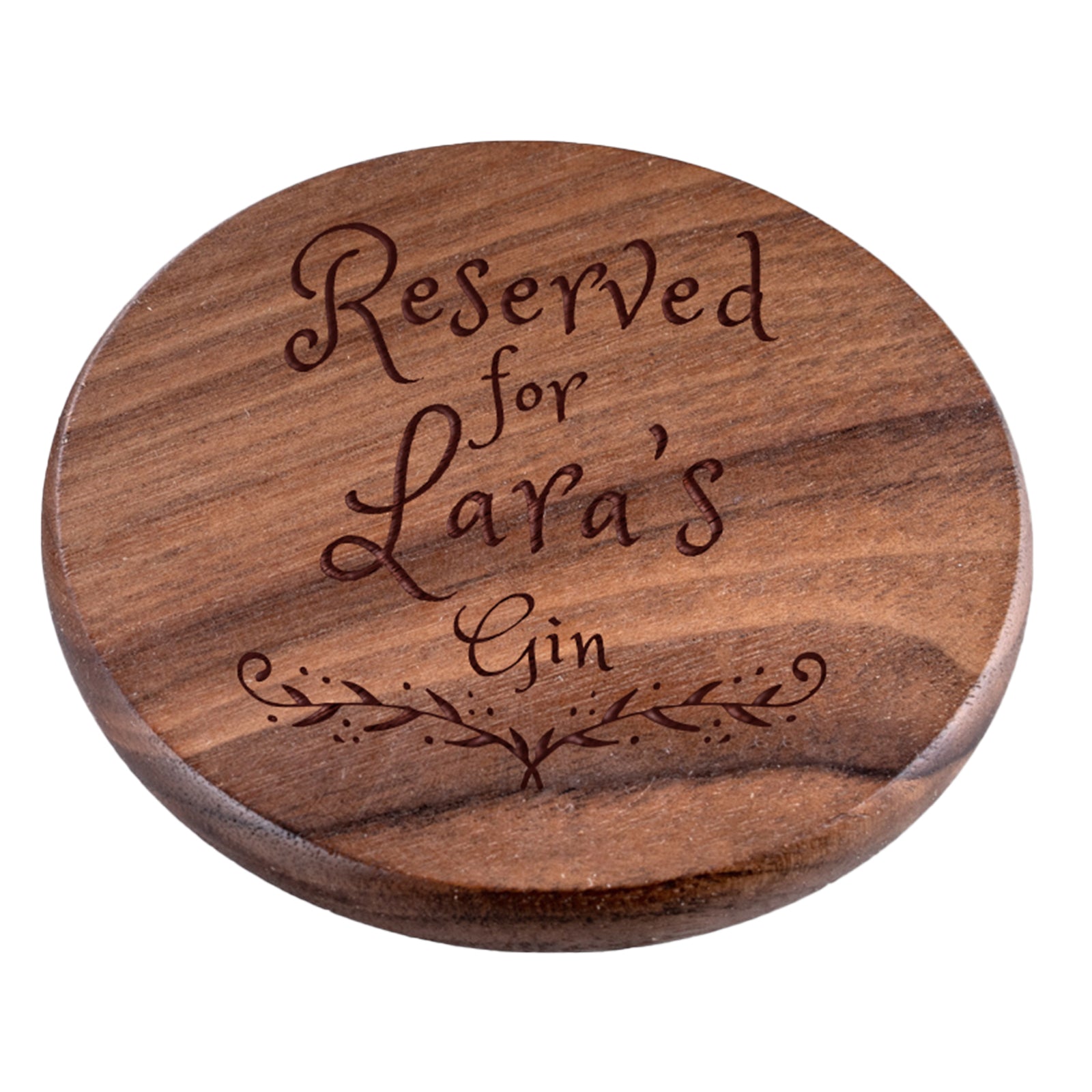 Personalised Engraved Walnut Coaster Round - Drink Please!