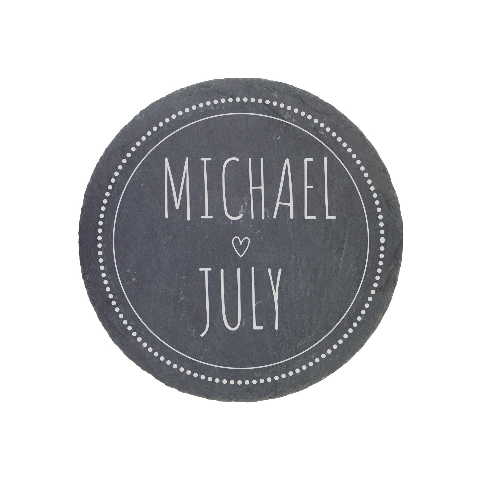 Personalised Engraved Slate Coaster Round - Dotted