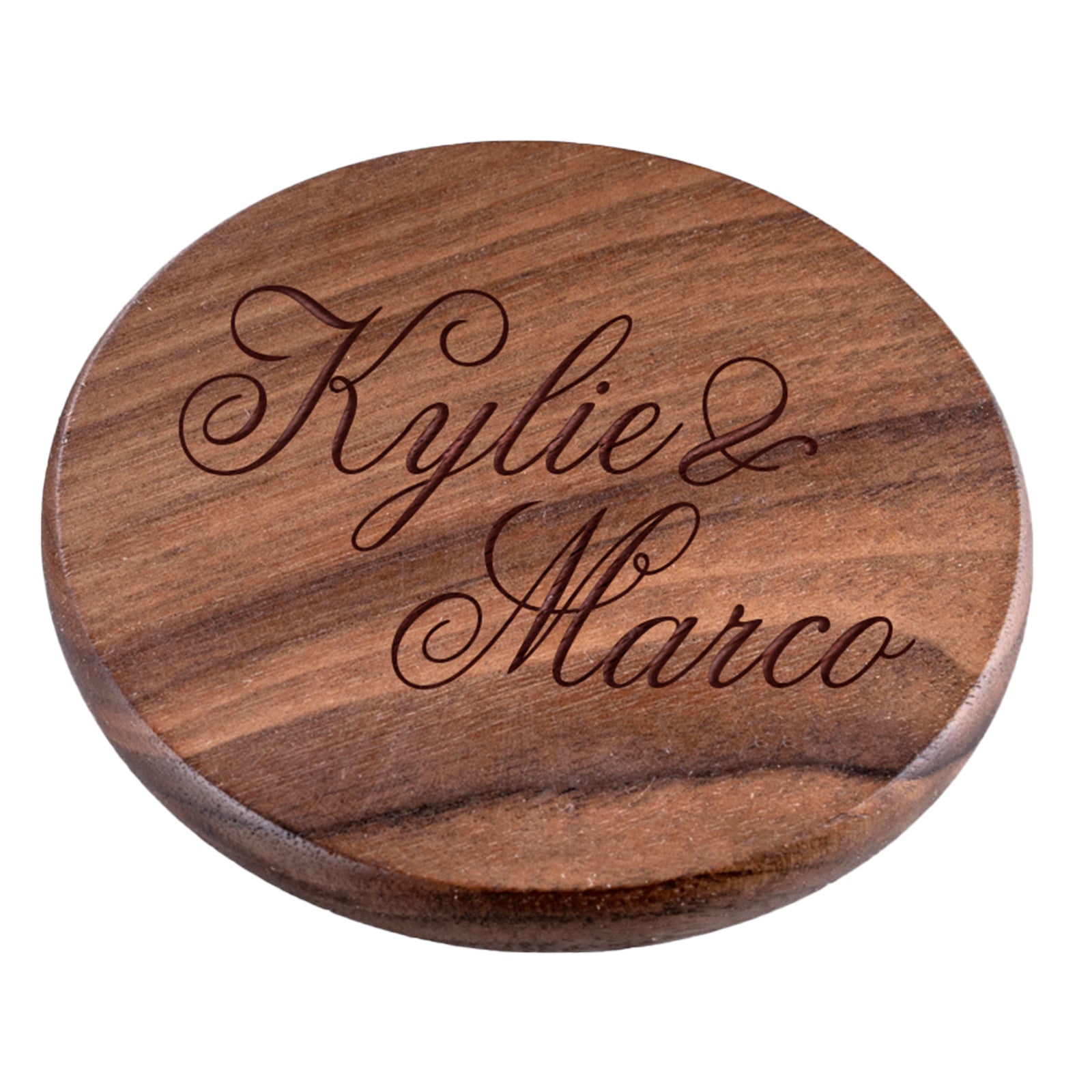 Personalised Engraved Walnut Coaster Round - Drink!