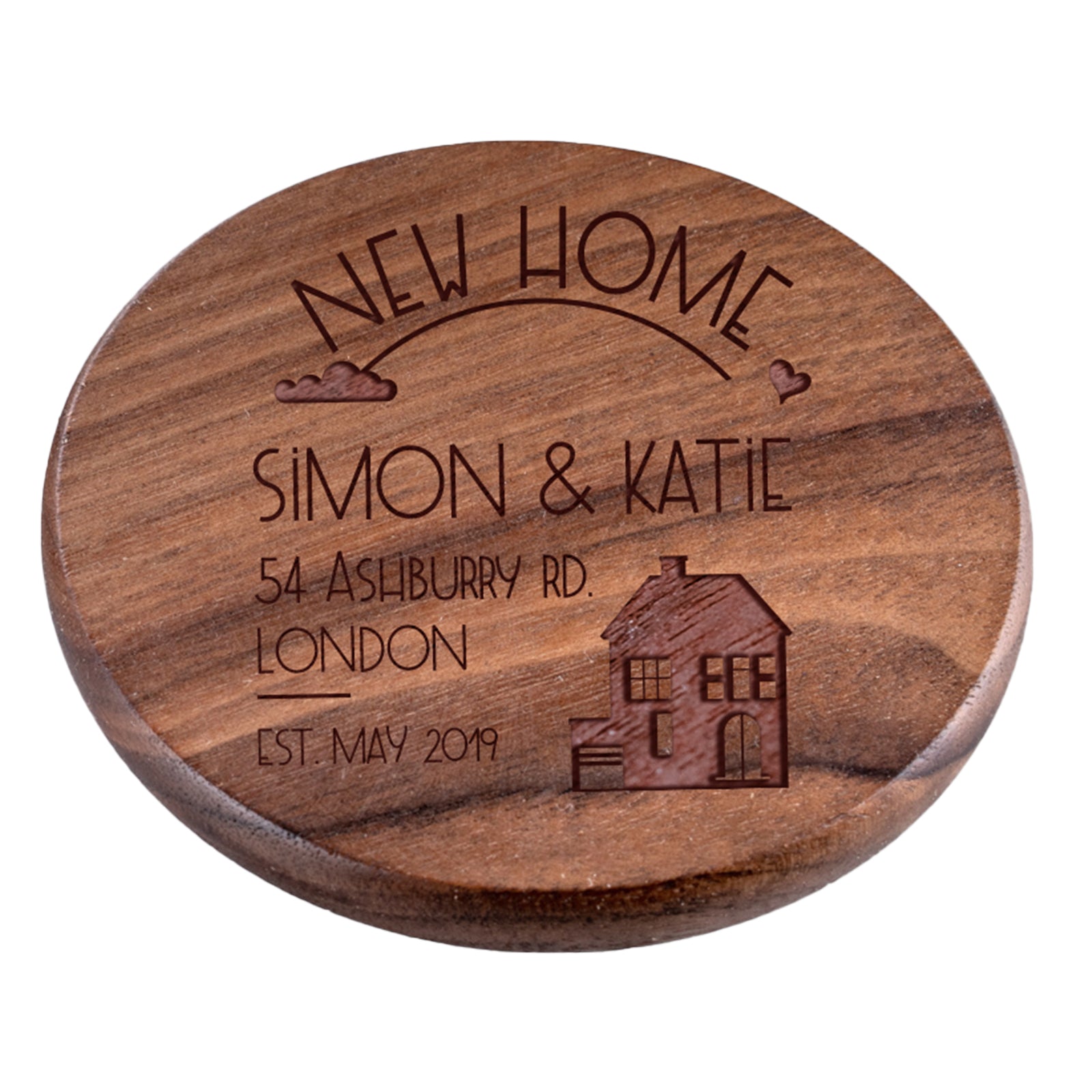 Personalised Engraved Walnut Coaster Round - Walnut