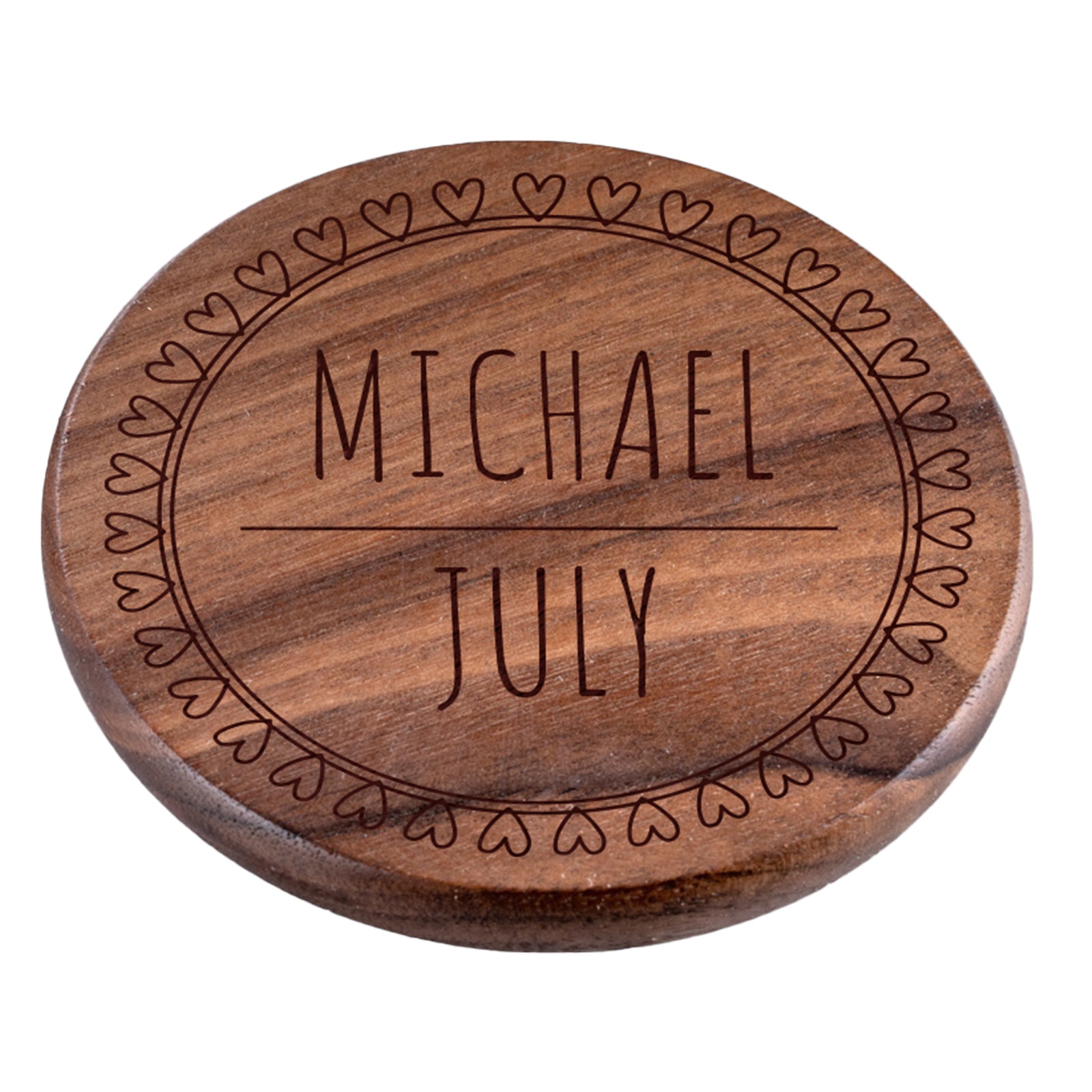 Personalised Engraved Walnut Coaster Round - Any Coffee Table