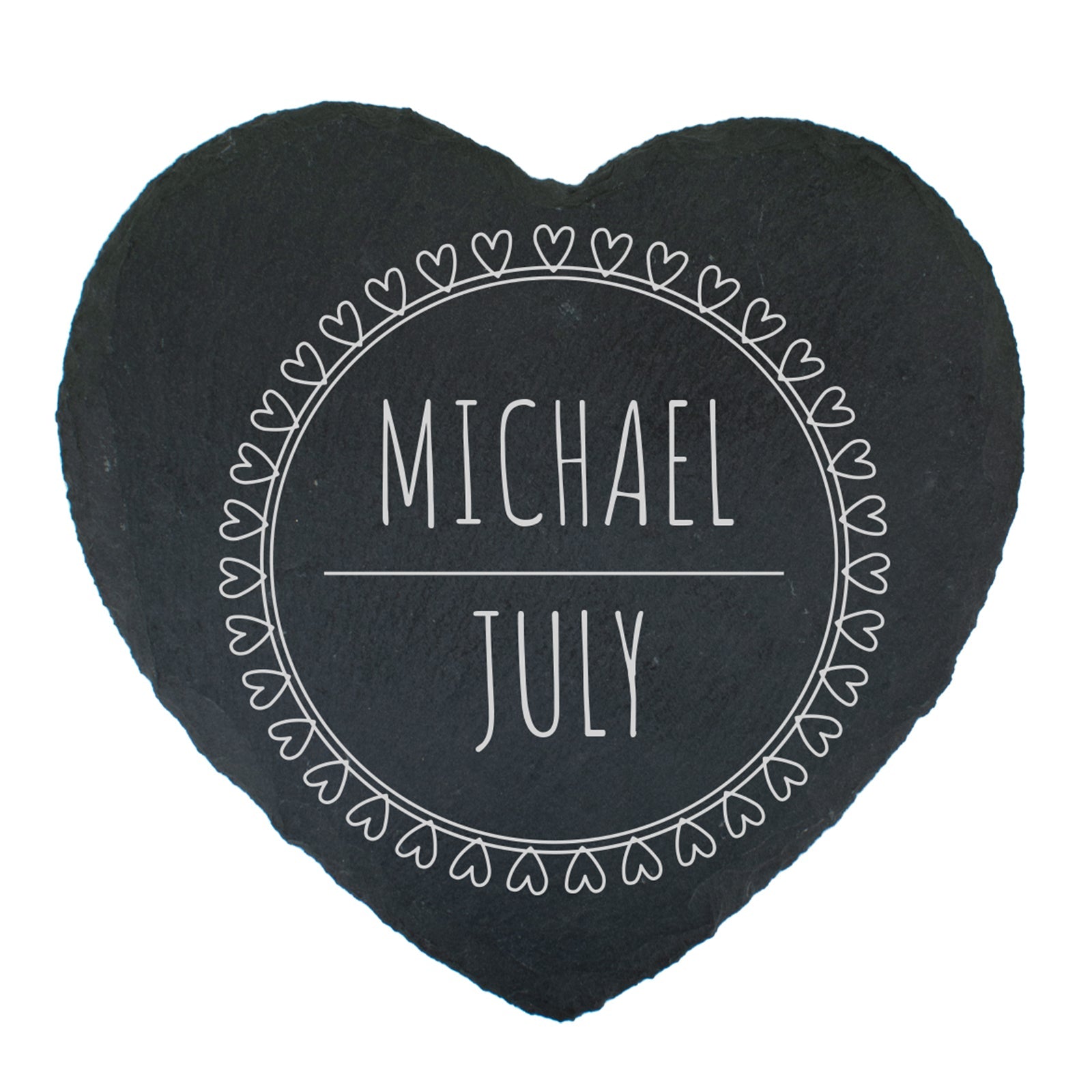 Heart Shaped Slate Coaster - Perfect Gift - Circular