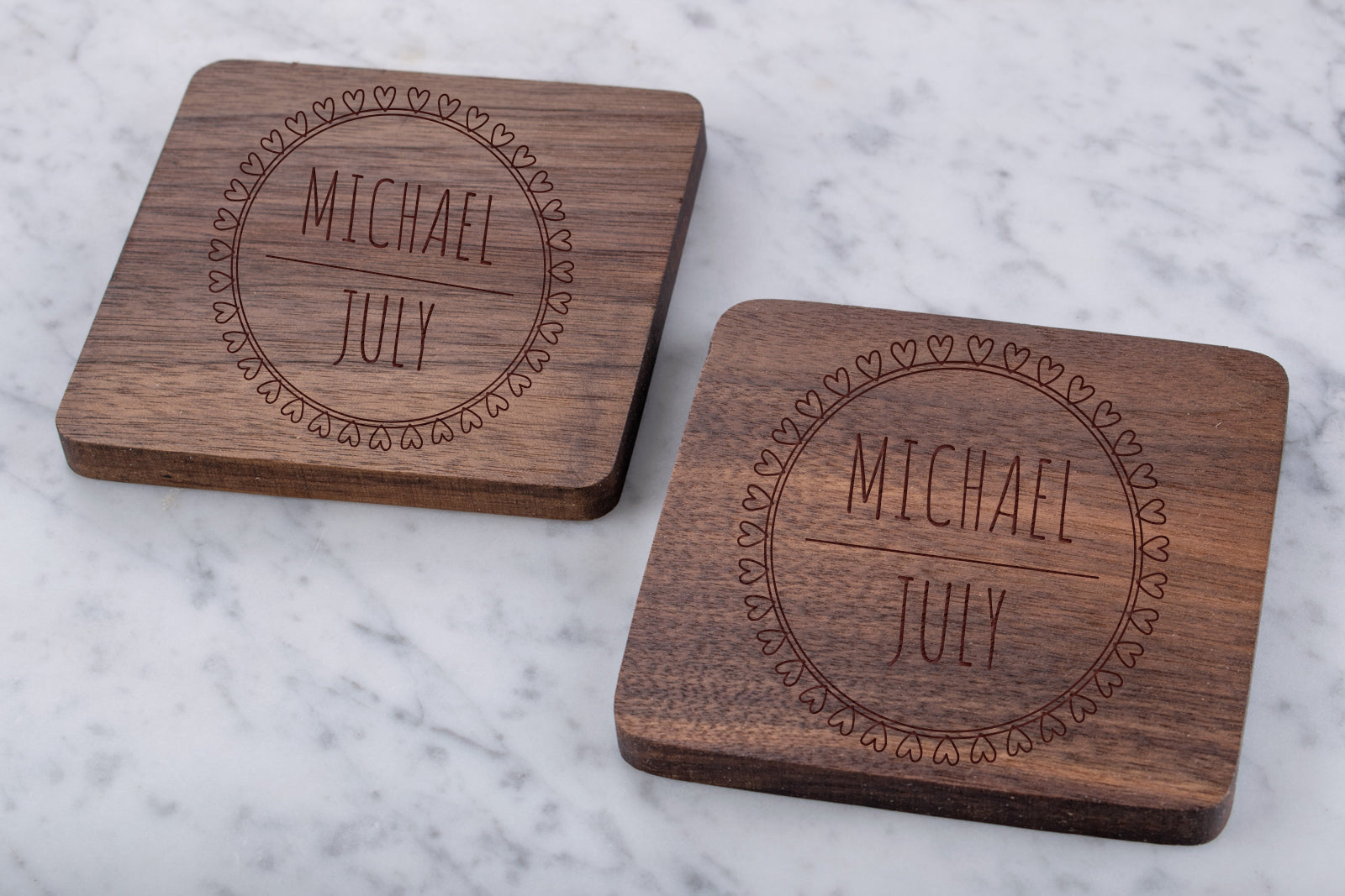 Personalised Engraved Wooden Walnut Coaster - Norse Circle