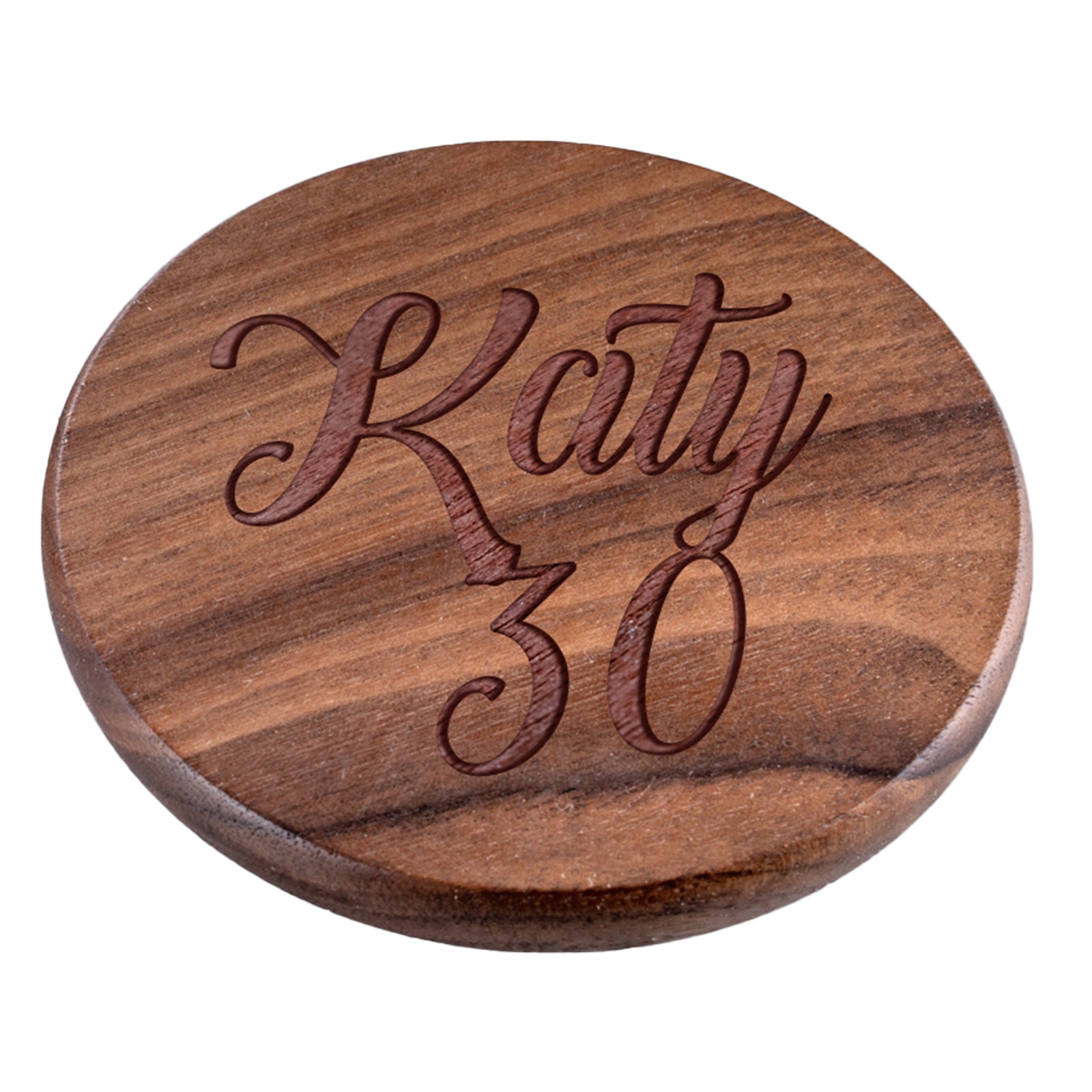 Personalised Engraved Walnut Coaster Round - Perfect Gift