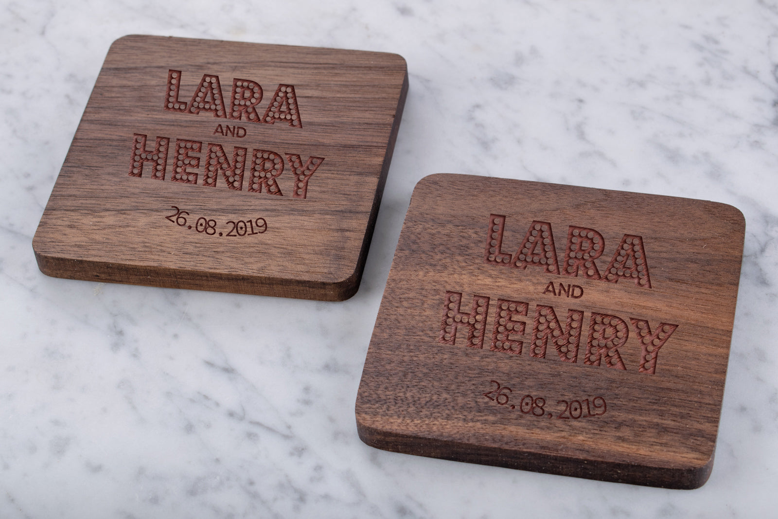 Personalised Engraved Wooden Walnut Coaster - Straight