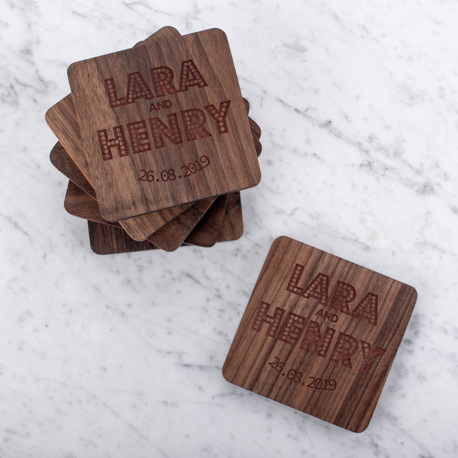 Personalised Engraved Wooden Walnut Coaster - Straight