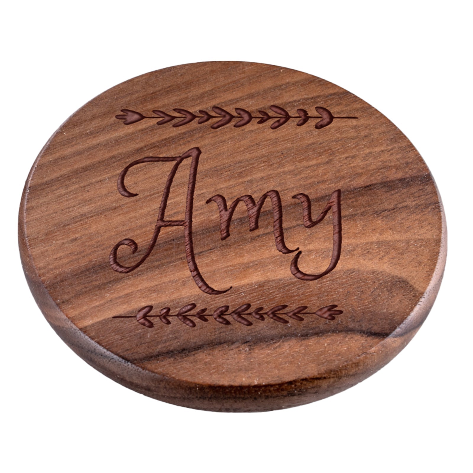 Personalised Engraved Walnut Coaster Round - Not Square