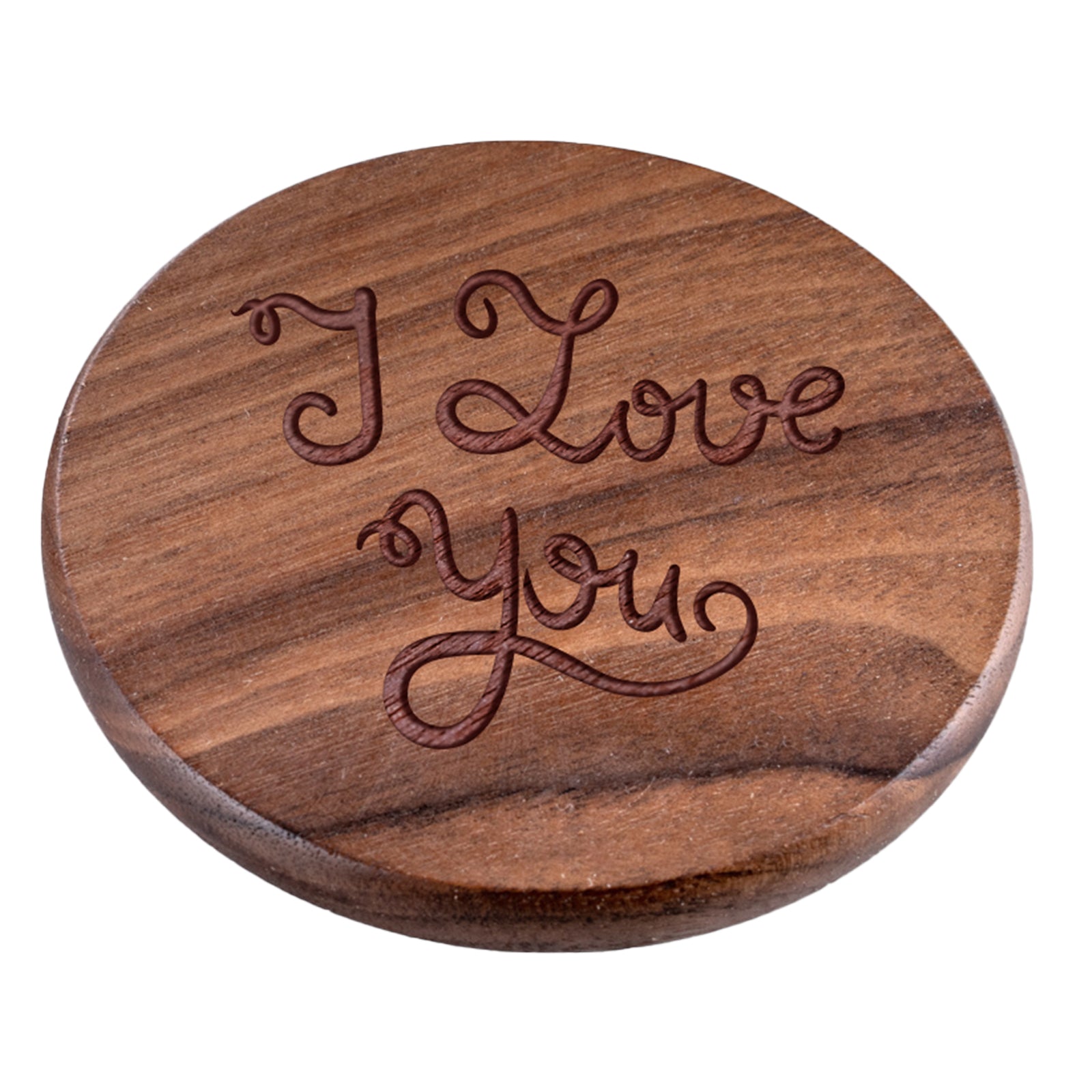 Personalised Engraved Walnut Coaster Round - Table Please