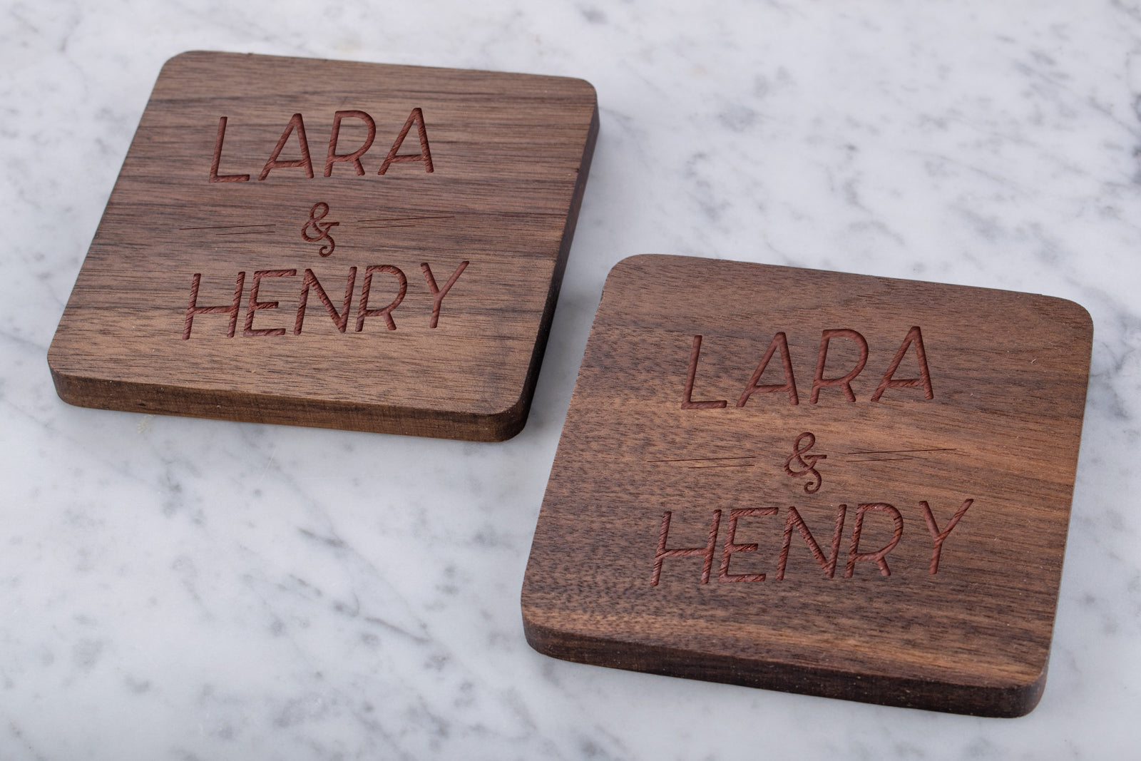 Personalised Engraved Wooden Walnut Coaster - Twisted