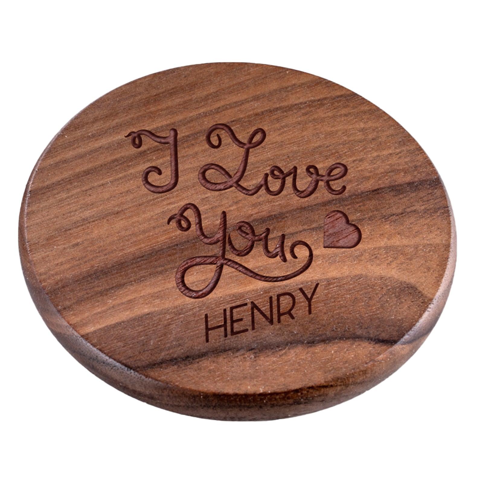 Personalised Engraved Walnut Coaster Round - Home