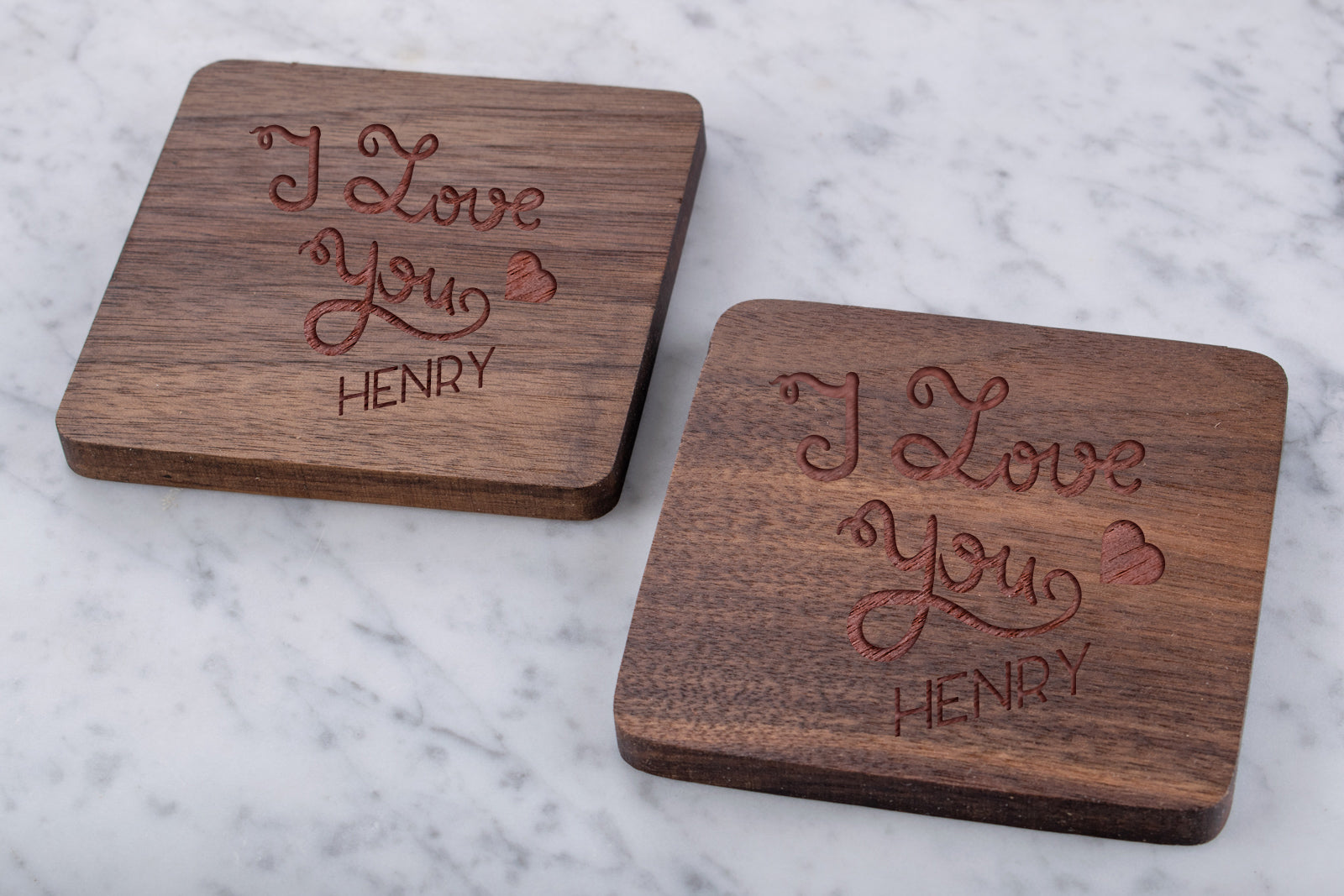 Personalised Engraved Wooden Walnut Coaster - Special Heart