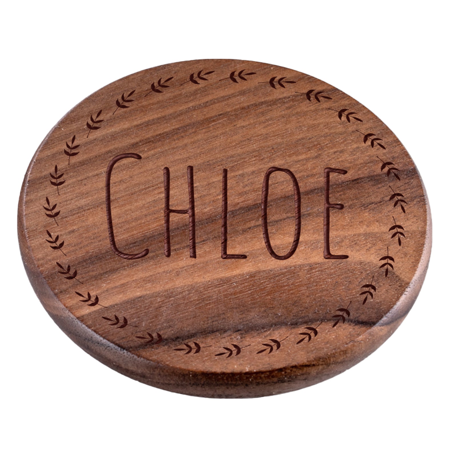 Personalised Engraved Walnut Coaster Round - No Stains!