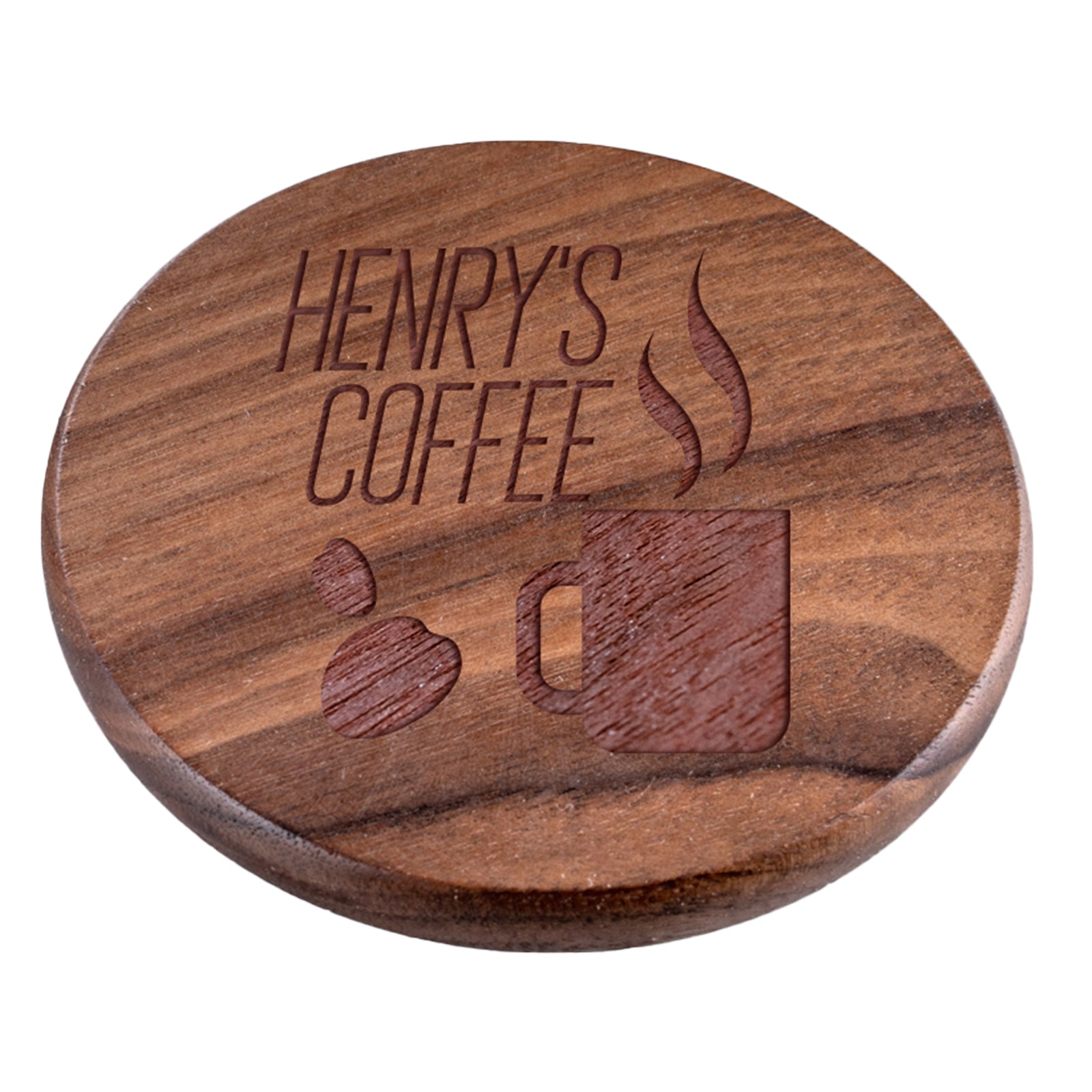 Personalised Engraved Walnut Coaster Round - Any Message