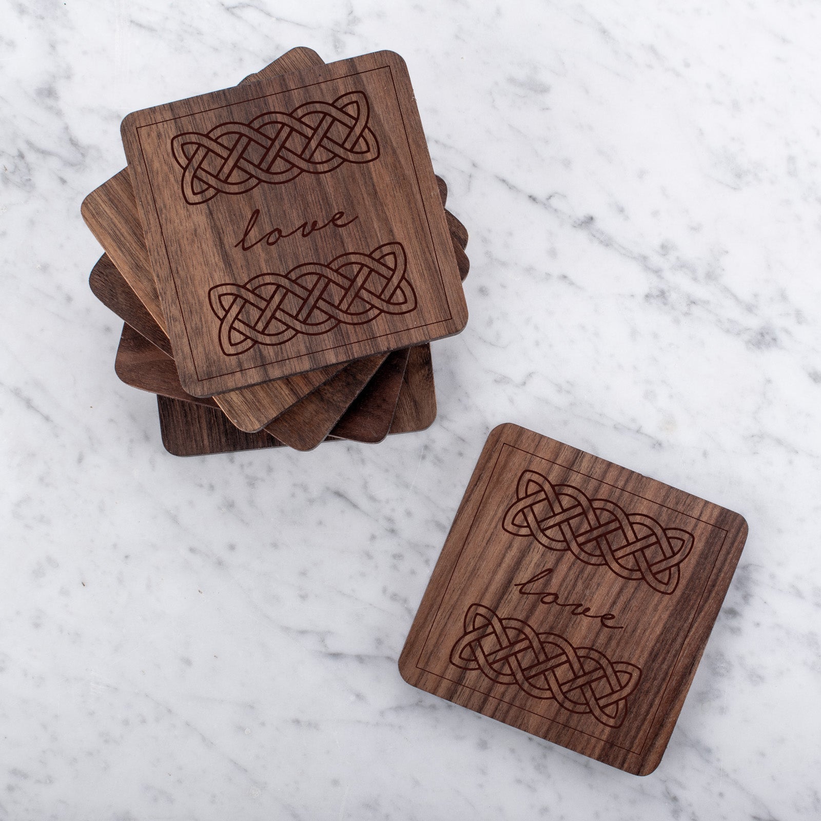 Personalised Engraved Wooden Walnut Coaster - Norse God