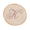 Personalised Engraved Wooden Coaster Wood Log - Cursive Letter