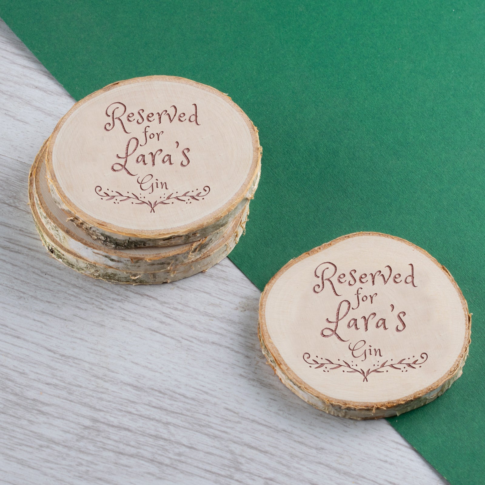 Personalised Engraved Wooden Coaster Wood Log - Solid