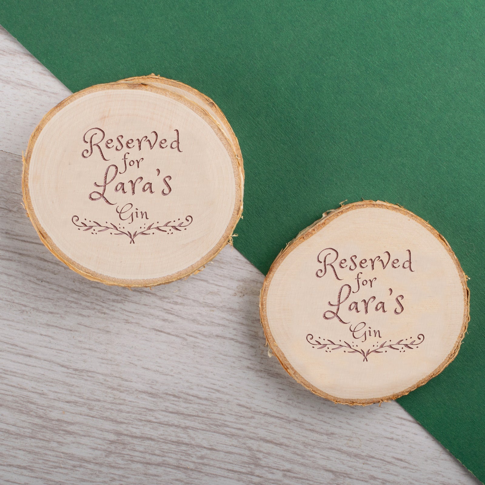 Personalised Engraved Wooden Coaster Wood Log - Solid