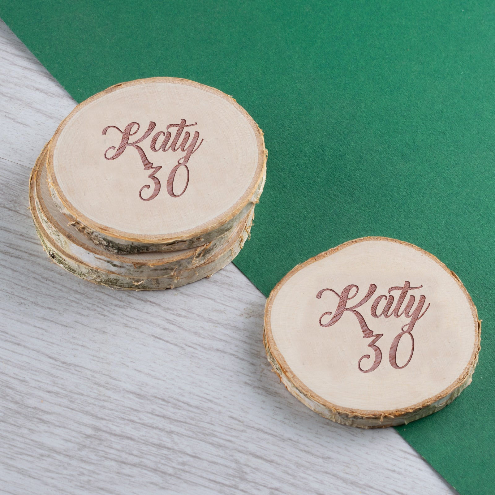 Personalised Engraved Wooden Coaster Wood Log - Gift for Dad