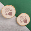 Personalised Engraved Wooden Coaster Wood Log - Coffee Time