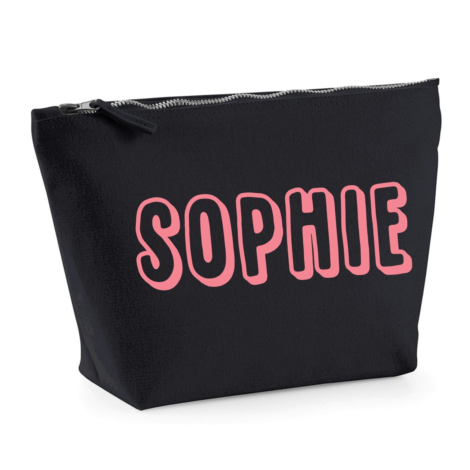 Personalised Canvas Makeup Bag - Perfect Gift  - Pink on Black