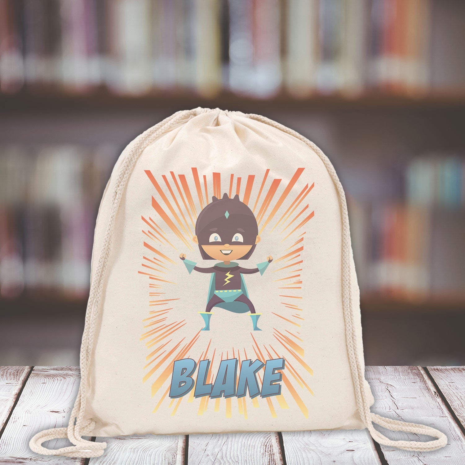 Personalised Superhero Kids Gym Bag - Blue