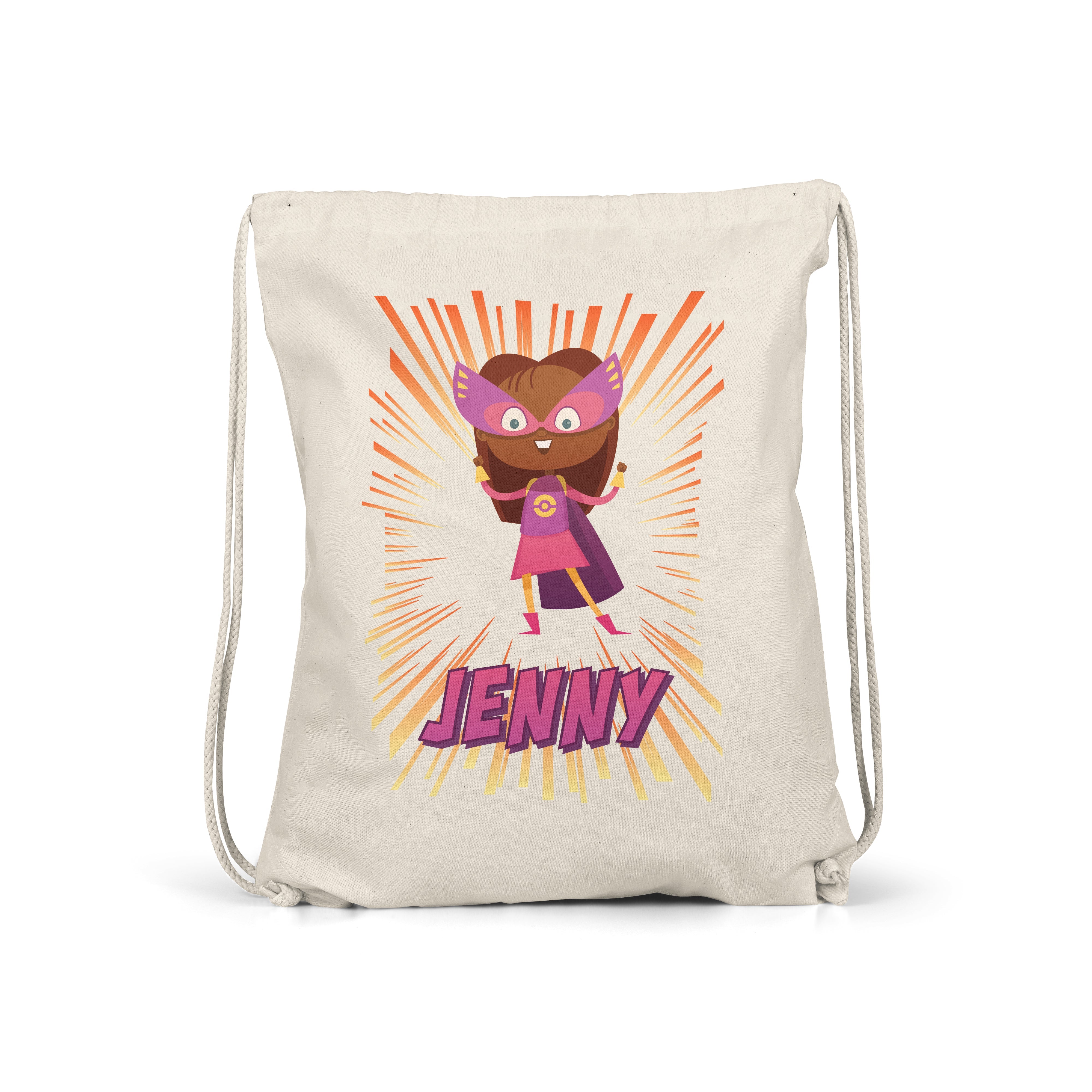Personalised Kids Gym Bag - Pink Superhero