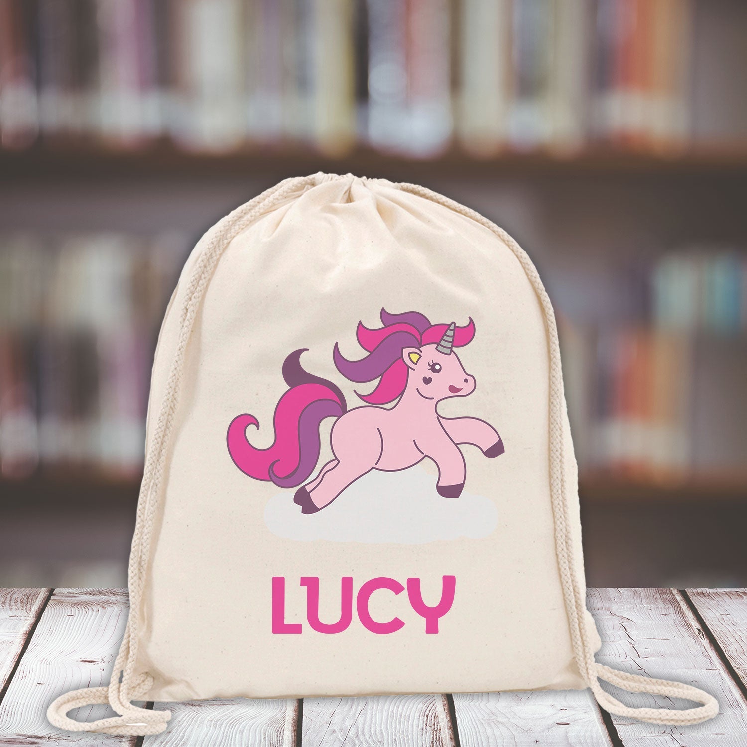 Personalised Kids Gym Bag - Red Unicorn