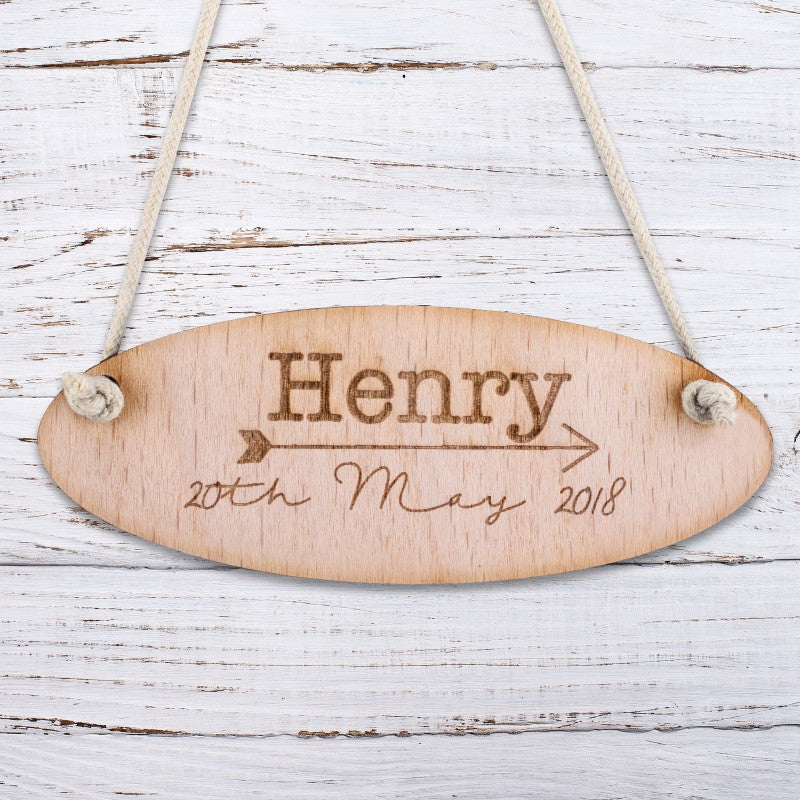 Personalised Wooden Door Sign - Cursive