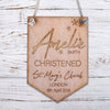 Personalised Wooden Door Sign - Christened v2