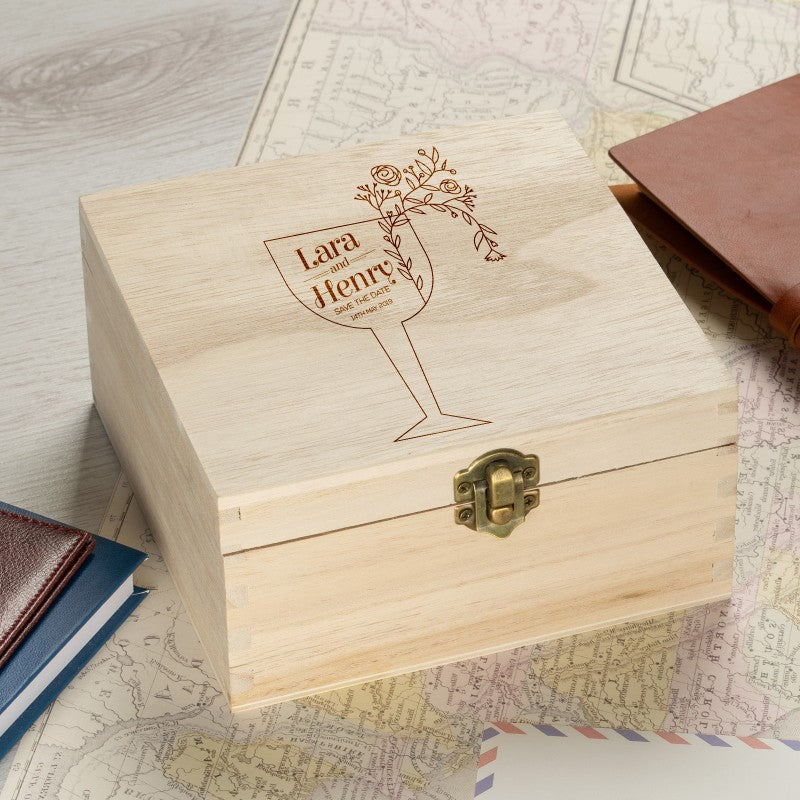 Personalised Wooden Box -  Grey Vine