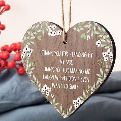 Thank You Friendship Sign Best Friend Plaque Gift Shabby Chic Wood Hanging Heart