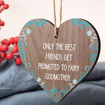 Best Friends Godmother Gift Christening Wooden Heart Plaque Thank You Gift