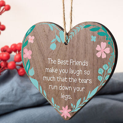 Funny BEST FRIEND Gifts Shabby Chic Wood Heart Friendship Thank You Gift Plaque