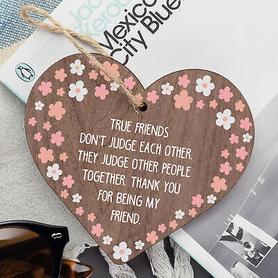 FUNNY Thank You Gift For Best Friend Wood Heart Friendship Plaques Birthday Gift