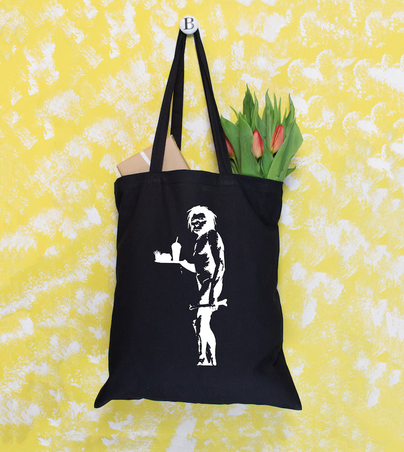 Banksy Themed Tote Bags - Black