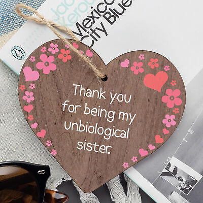 Best Friend Plaque Hanging Wooden Heart Unbiological Sister Gift Friendship Sign