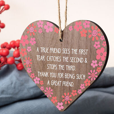 Friendship Gift Best Friend Sign Wooden Hanging Heart Thank You Gift Plaque