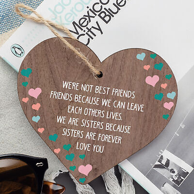 Thank You Sisters Friendship Plaques Wooden Heart Christmas Best Friend Gifts