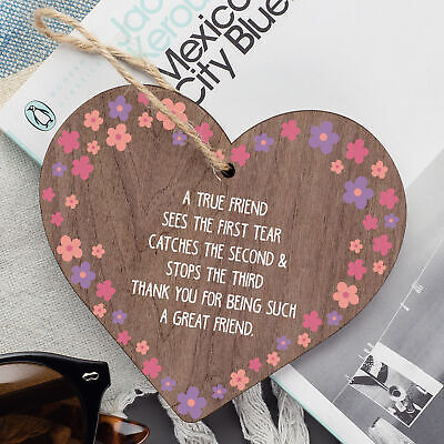 Friendship Gift Best Friend Sign Wooden Hanging Heart Thank You Gift Plaque