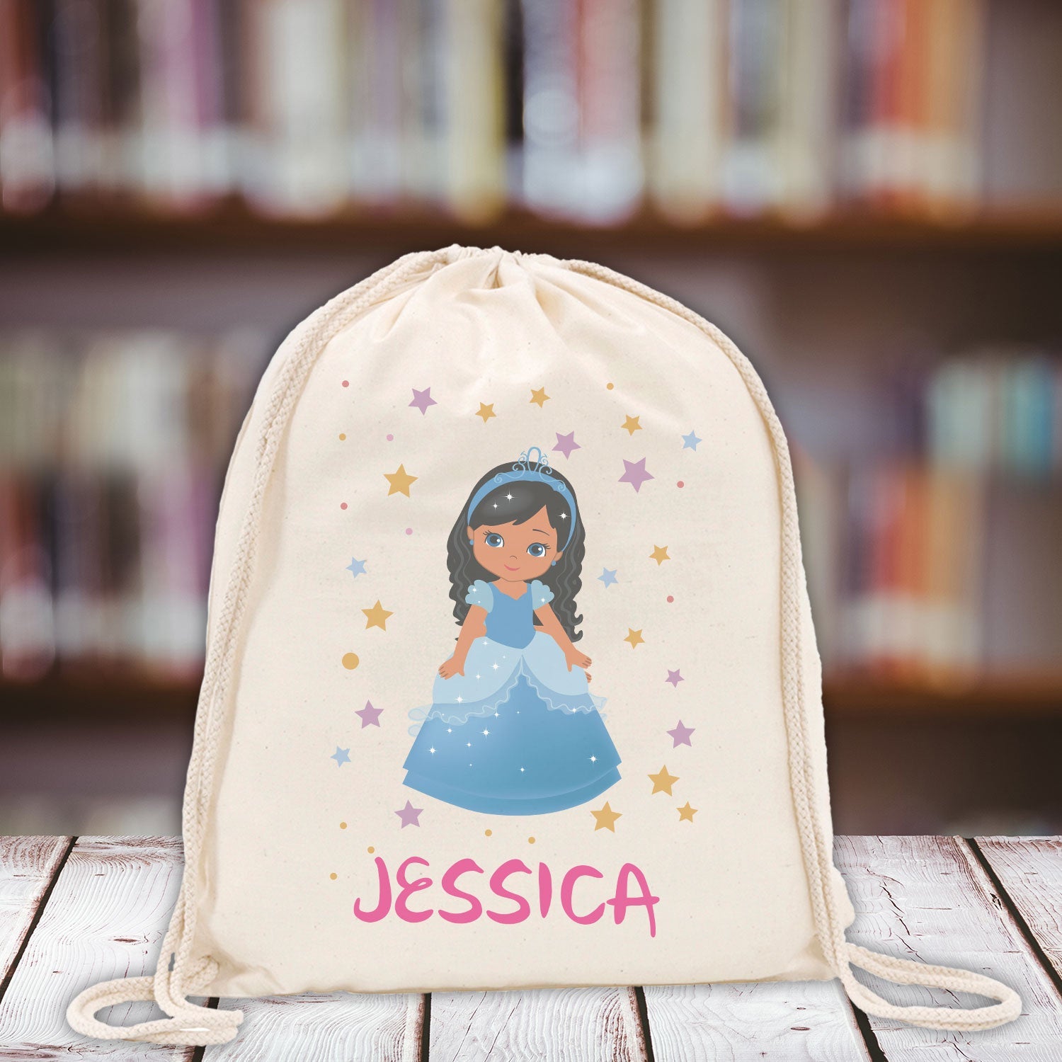 Personalised Kids Gym Bag - Light Blue Princess