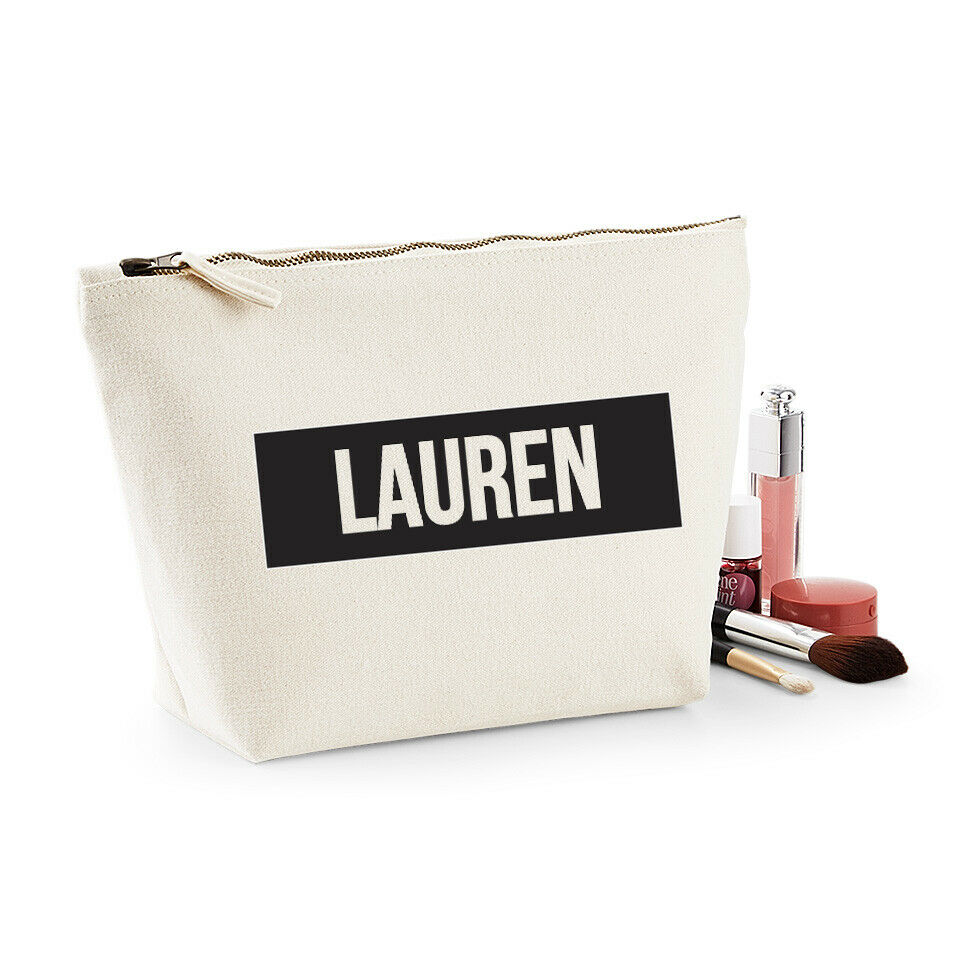 Personalised Canvas Makeup Bag - Perfect Gift  - White on Black