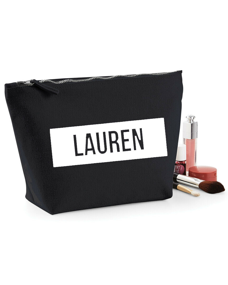 Personalised Canvas Makeup Bag - Perfect Gift  - White on Black