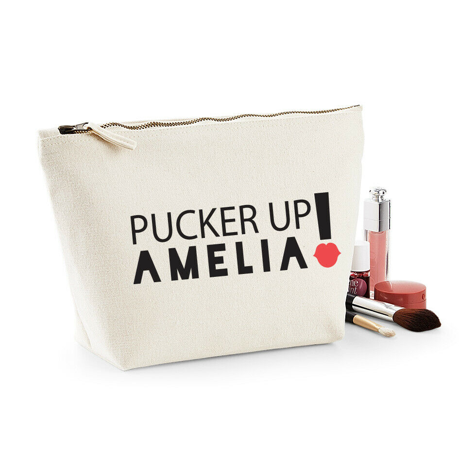 Personalised Canvas Makeup Bag - White Text