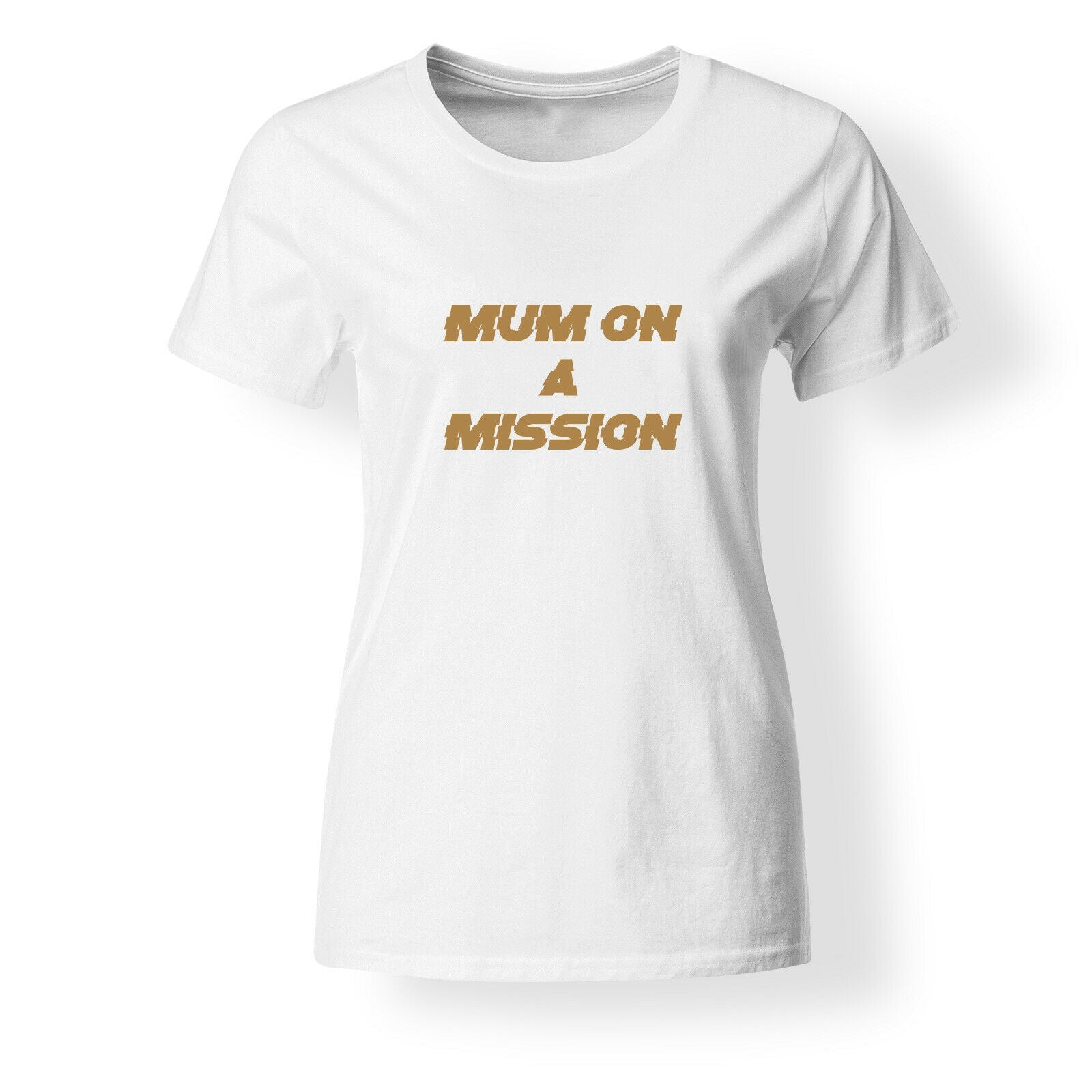 Custom Printed T Shirt Personalised T Shirts Ladies Printed Tee  - Gold Text