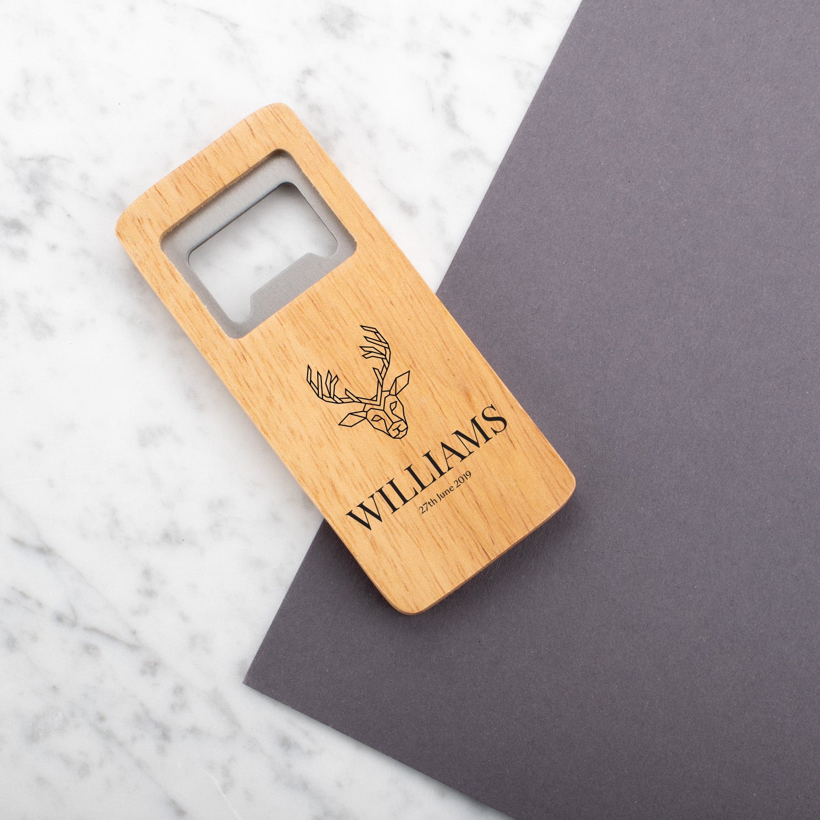 Personalised Engraved Wooden Bottle Opener Rectangle - Fully Customisable